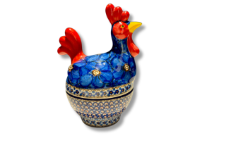  D61 Bunzlau Haantje bewaarschaaltje U408 Unikat